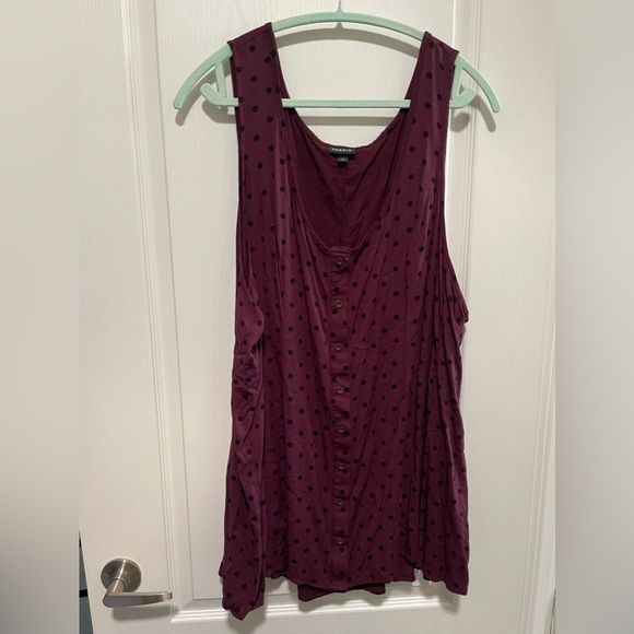 Torrid Burgundy Polka Dot Tank Top Size 5 - Picture 1 of 3